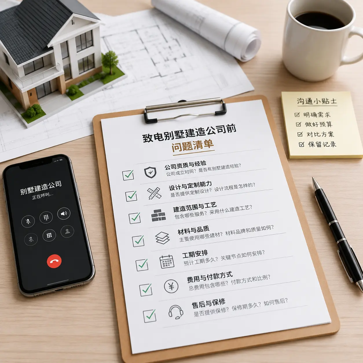 在广东拨打别墅建造公司电话前的准备工作